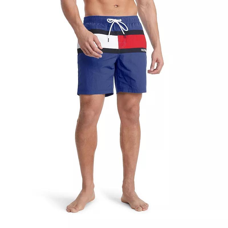 Mens Tommy Hilfiger Tommy Flag Swim Trunks Blue Product Image