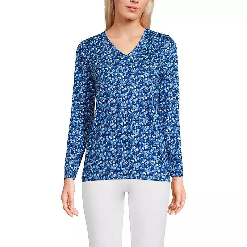 Women's Lands' End Relaxed-Fit Supima Long Sleeve Cotton V-Neck Tee,  Product Image