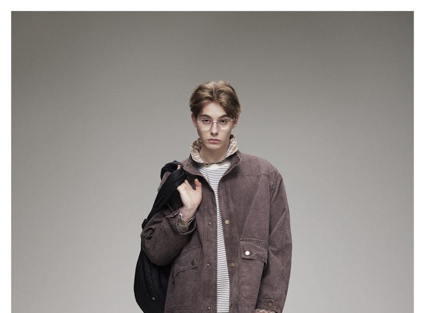 Washed Stand-Collar Loose Jacket Product Image