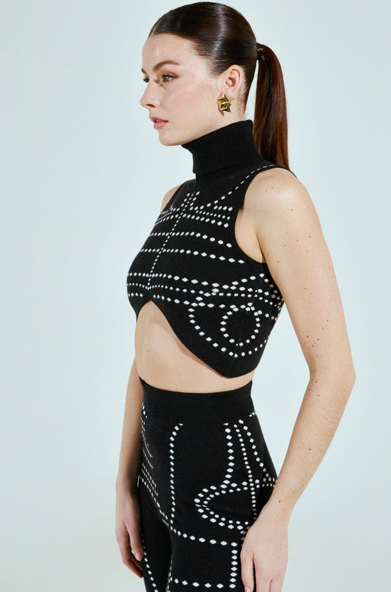 CROPPED DOTTED TURTLENECK SWEATER Product Image