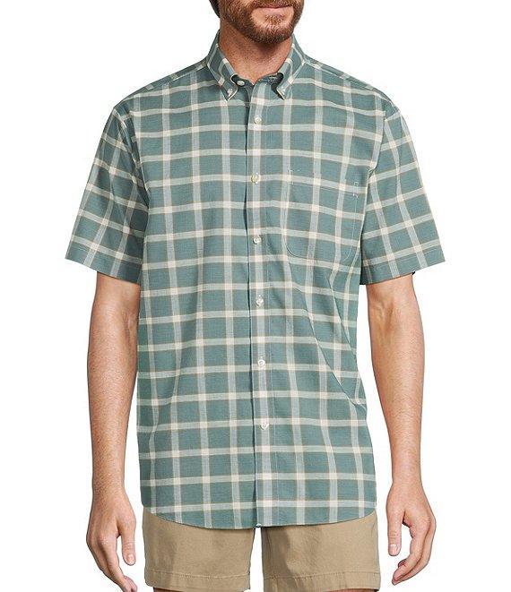 Gold Label Roundtree & Yorke Non-Iron Short Sleeve Large Windowpane Pattern Sport Shirt Product Image