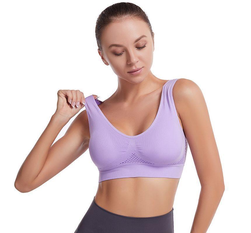 Plain Perforated Shirred Sports Bra Product Image