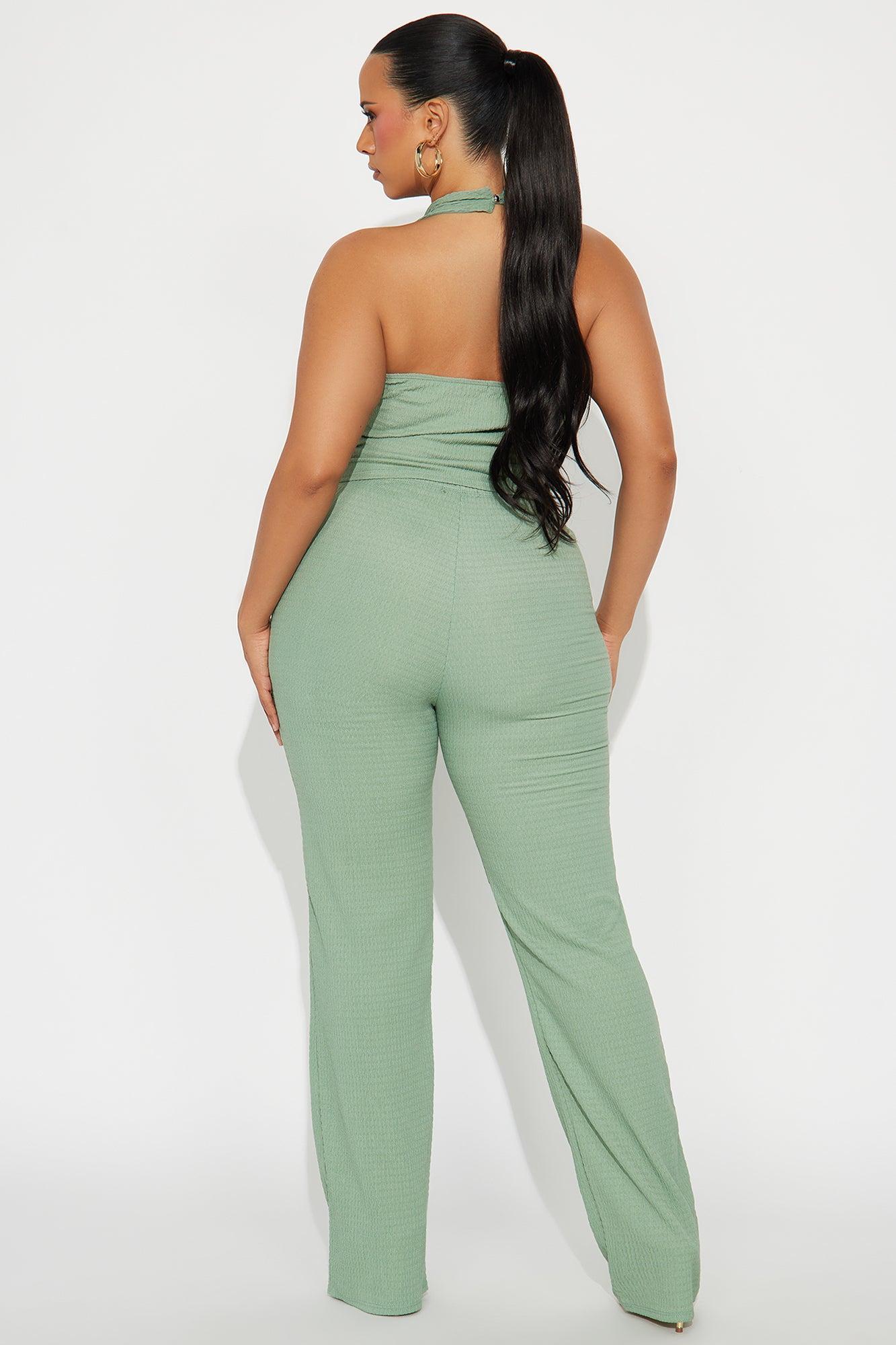 Alice Halter Textured Pant Set - Sage Female Product Image