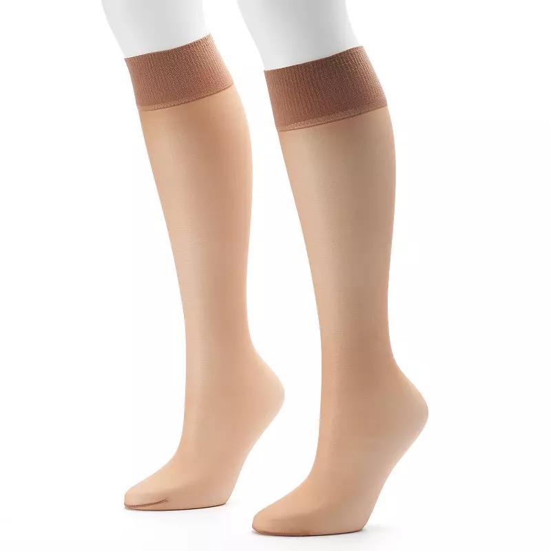 Hanes Alive Full Support Sheer Knee Highs, 2-Pack Little Color Womens Product Image