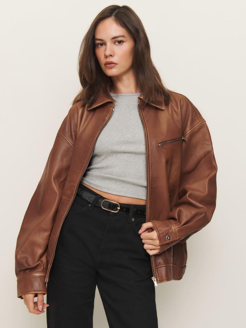 Veda Marco Leather Oversized Bomber Product Image