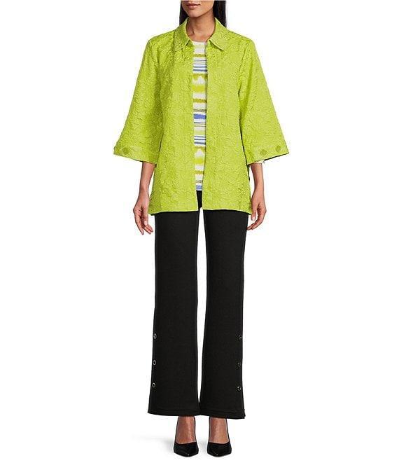 Slim Factor by Investments 3/4 Sleeve Open Front Jacquard Jacket Product Image