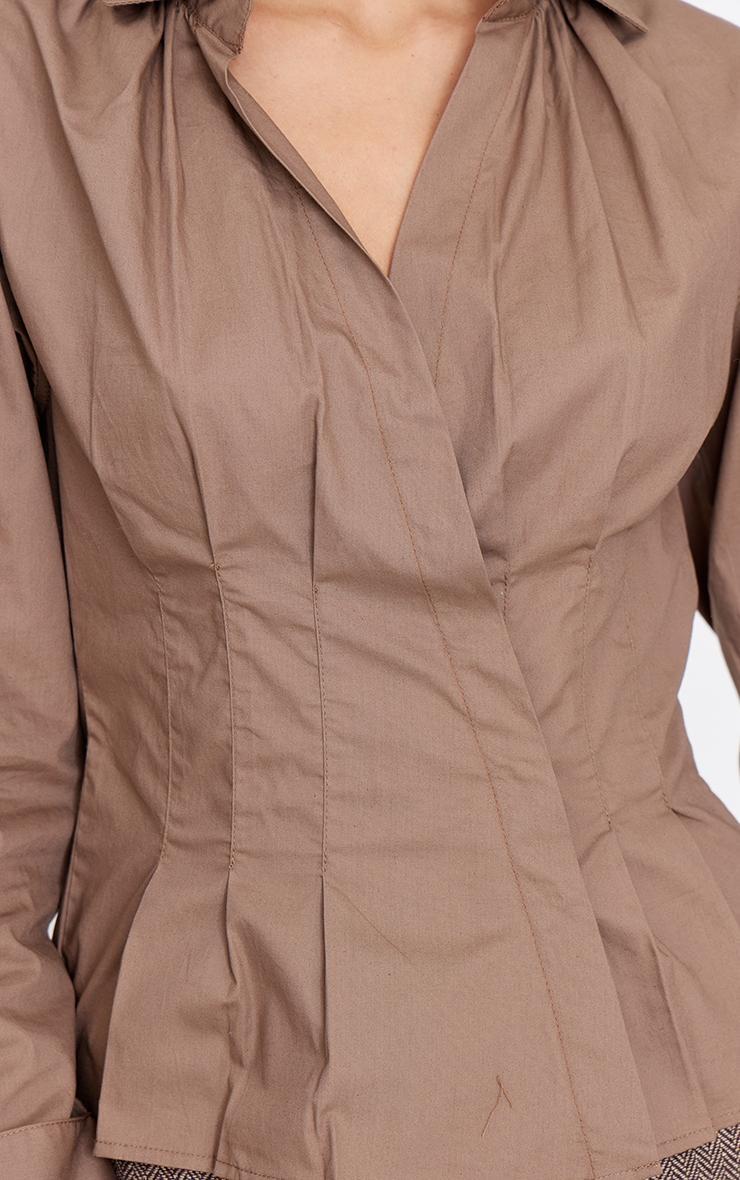 Mocha Asymmetric Cinched Shirt Product Image