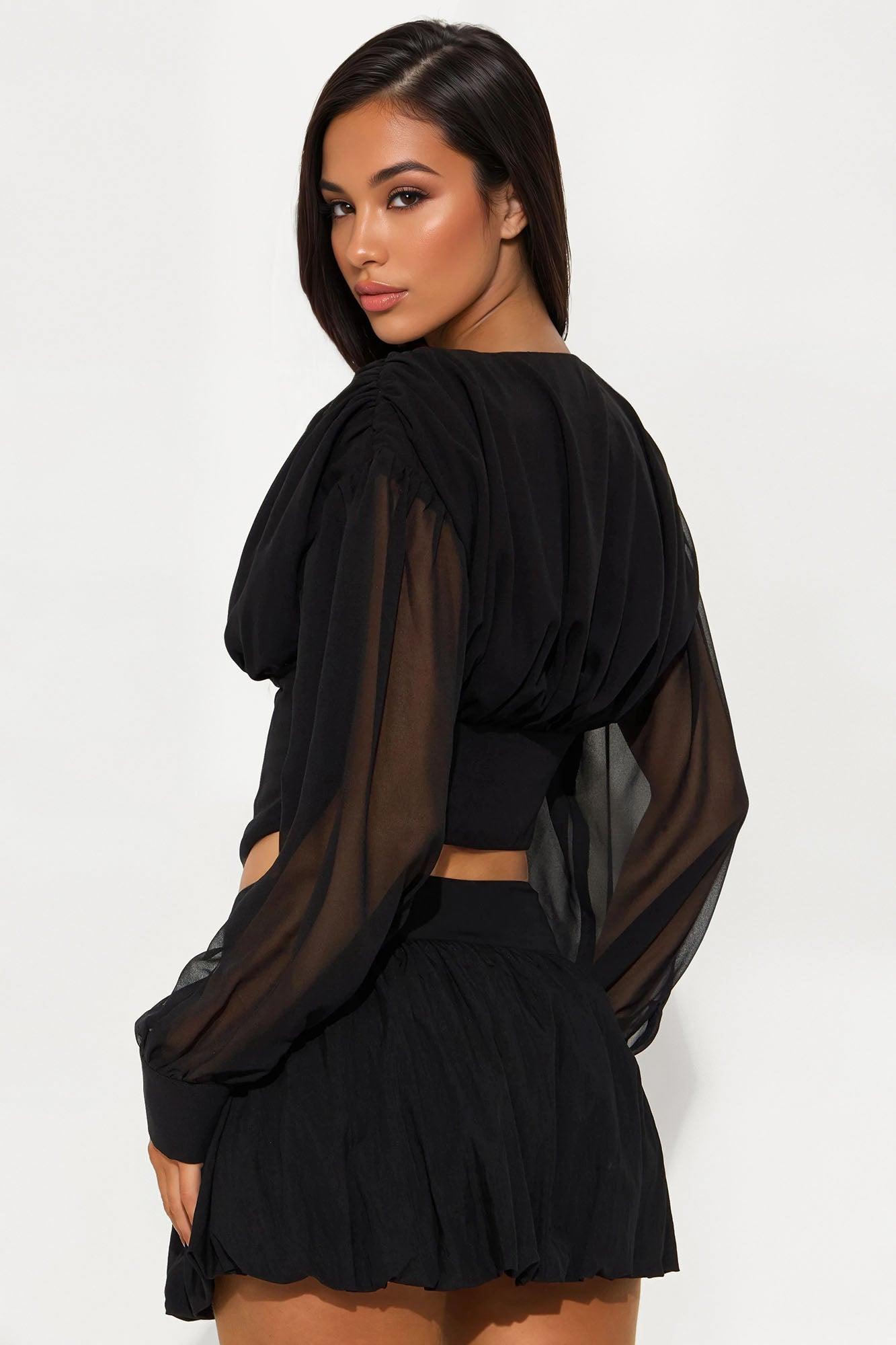 Cute But Psycho Chiffon Corset Top - Black Product Image