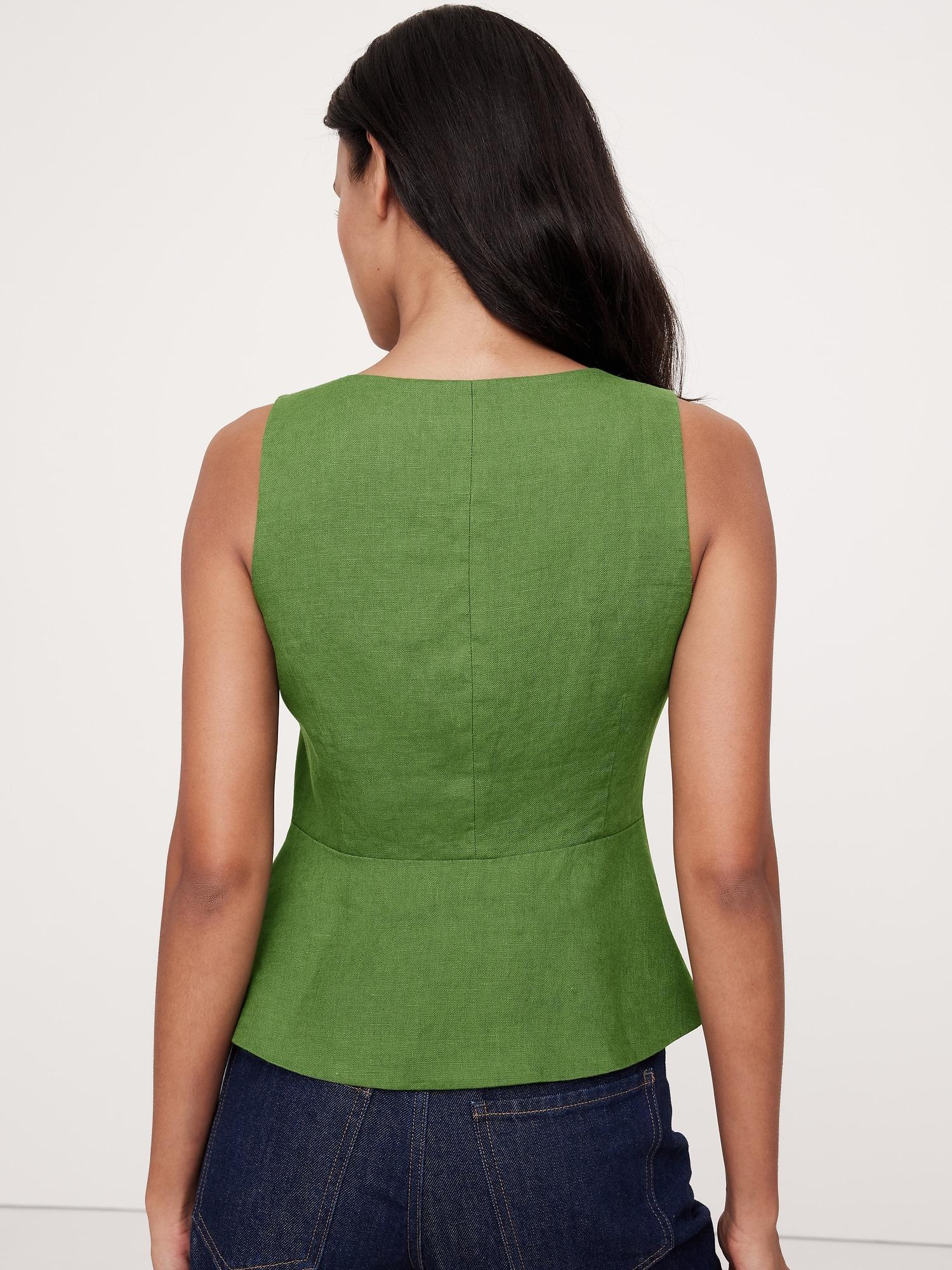 Linen Button-Front Vest Product Image