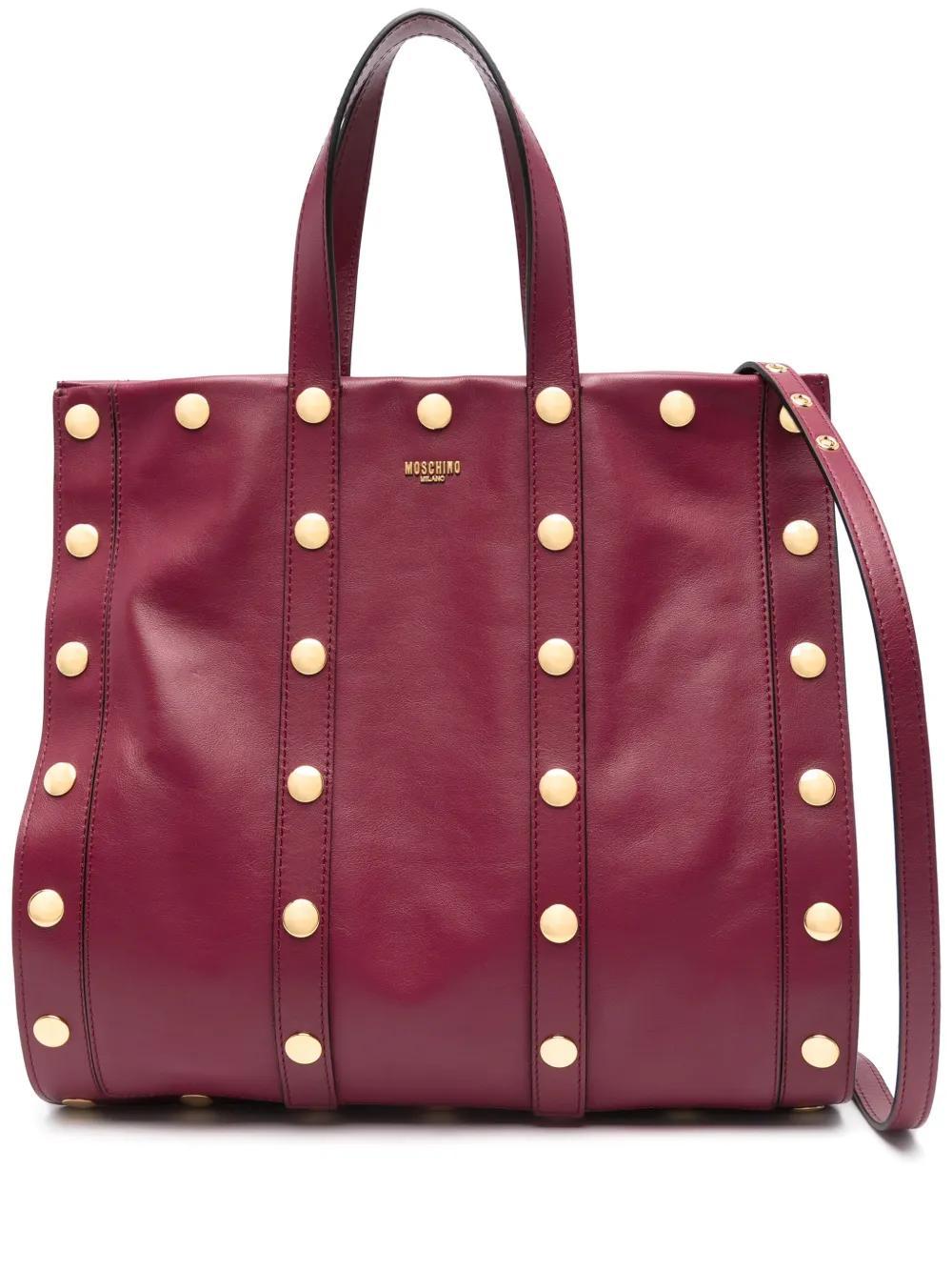 MOSCHINO Snap Buttons Shopper Tote Bag In Red Product Image