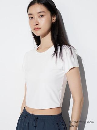 Womens Ultra Stretch AIRism Cropped T-Shirt White 2XL UNIQLO US Product Image