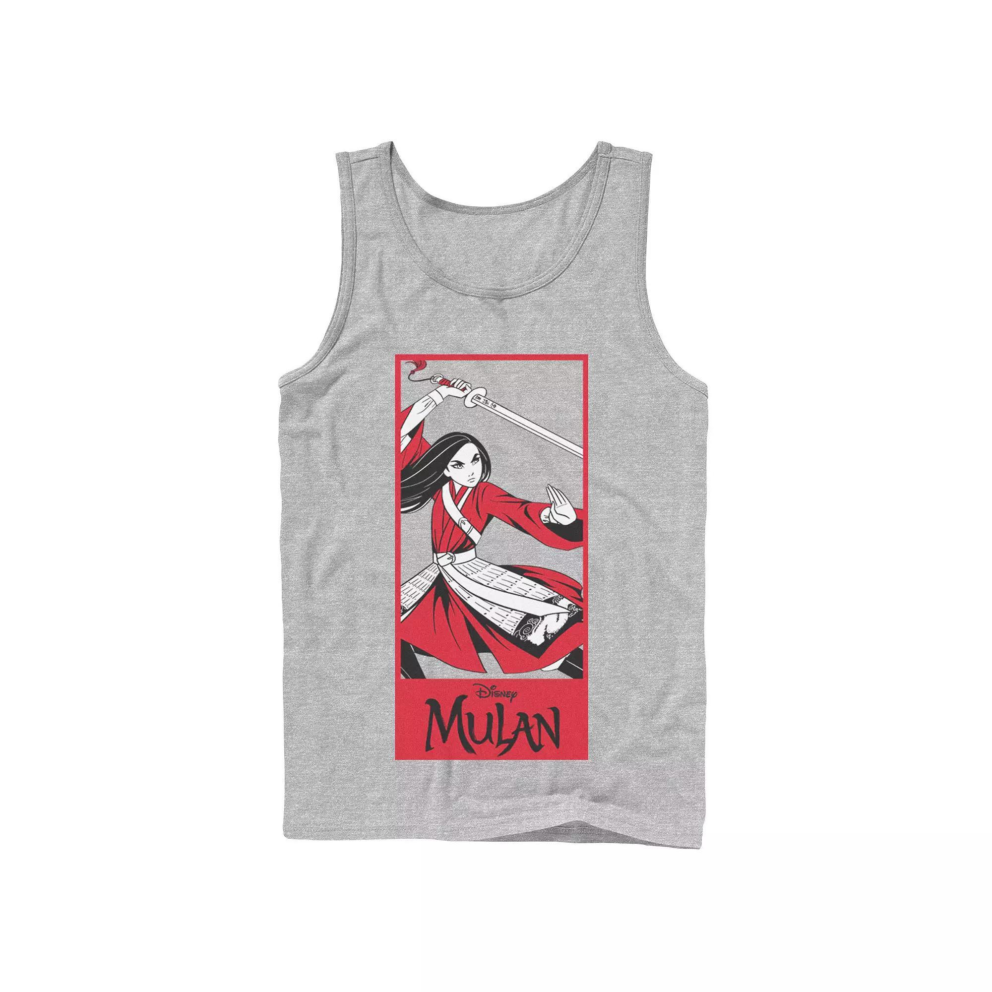 Men's Disney Mulan Live Action Mulan Action Pose Panel Tank Top, Size: Large, Athletic Grey Product Image
