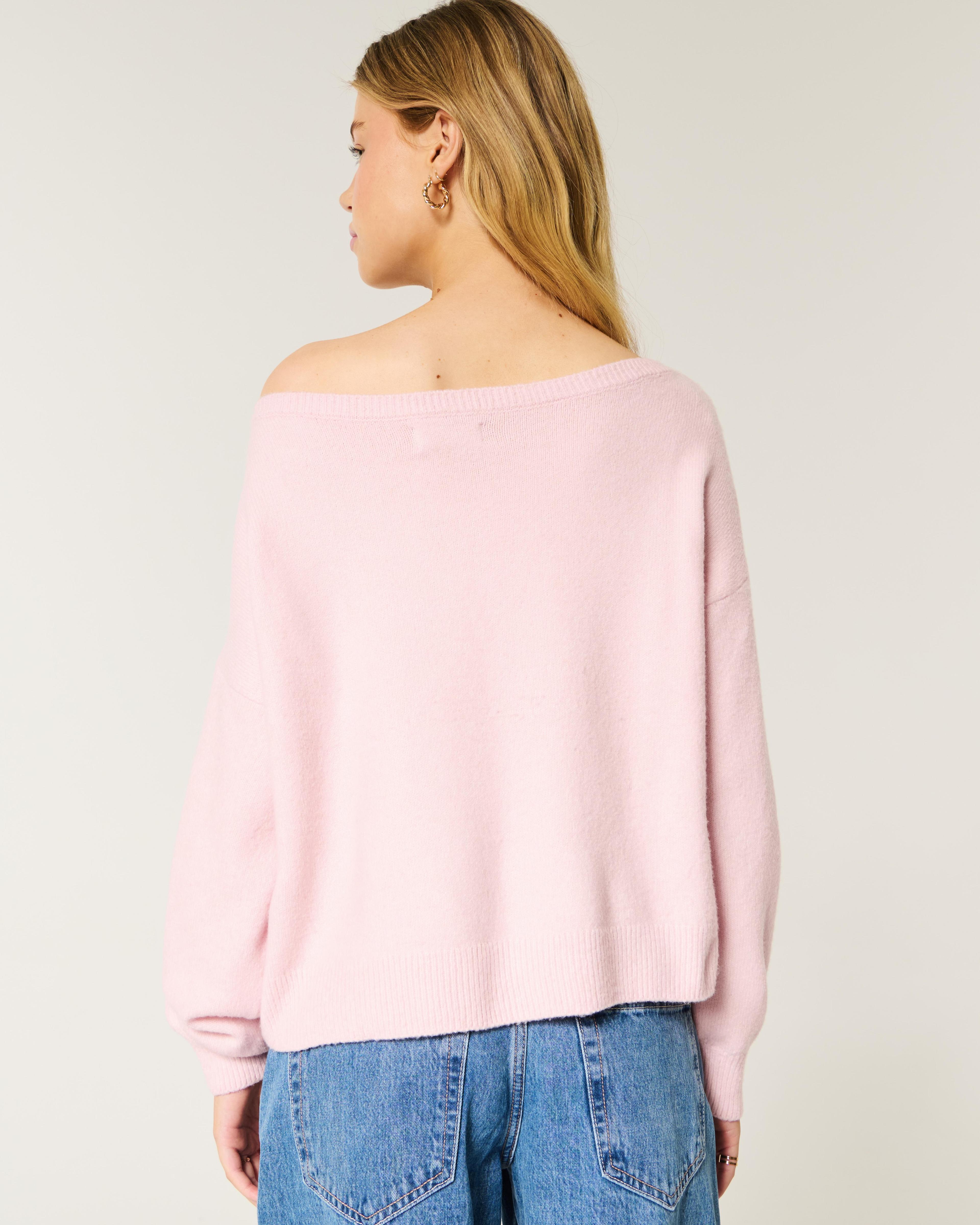 Hollister Comfy Cloud Easy Off-the-Shoulder Puppy Graphic Sweater Product Image