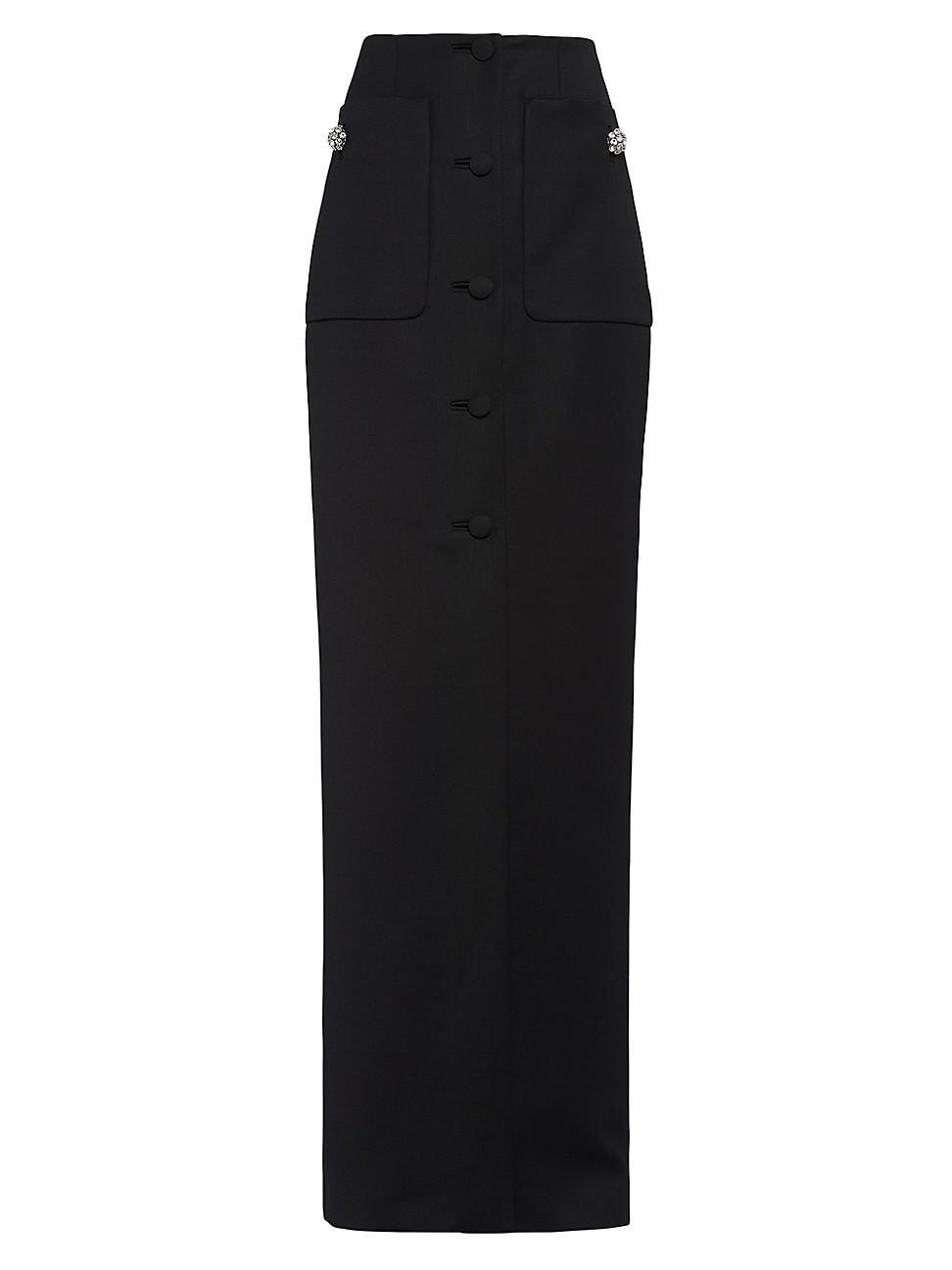 Long Wool Satin Pencil Skirt Product Image