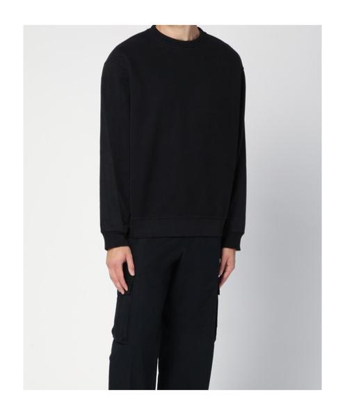 STONE ISLAND Black Cotton Crewneck Sweatshirt Product Image