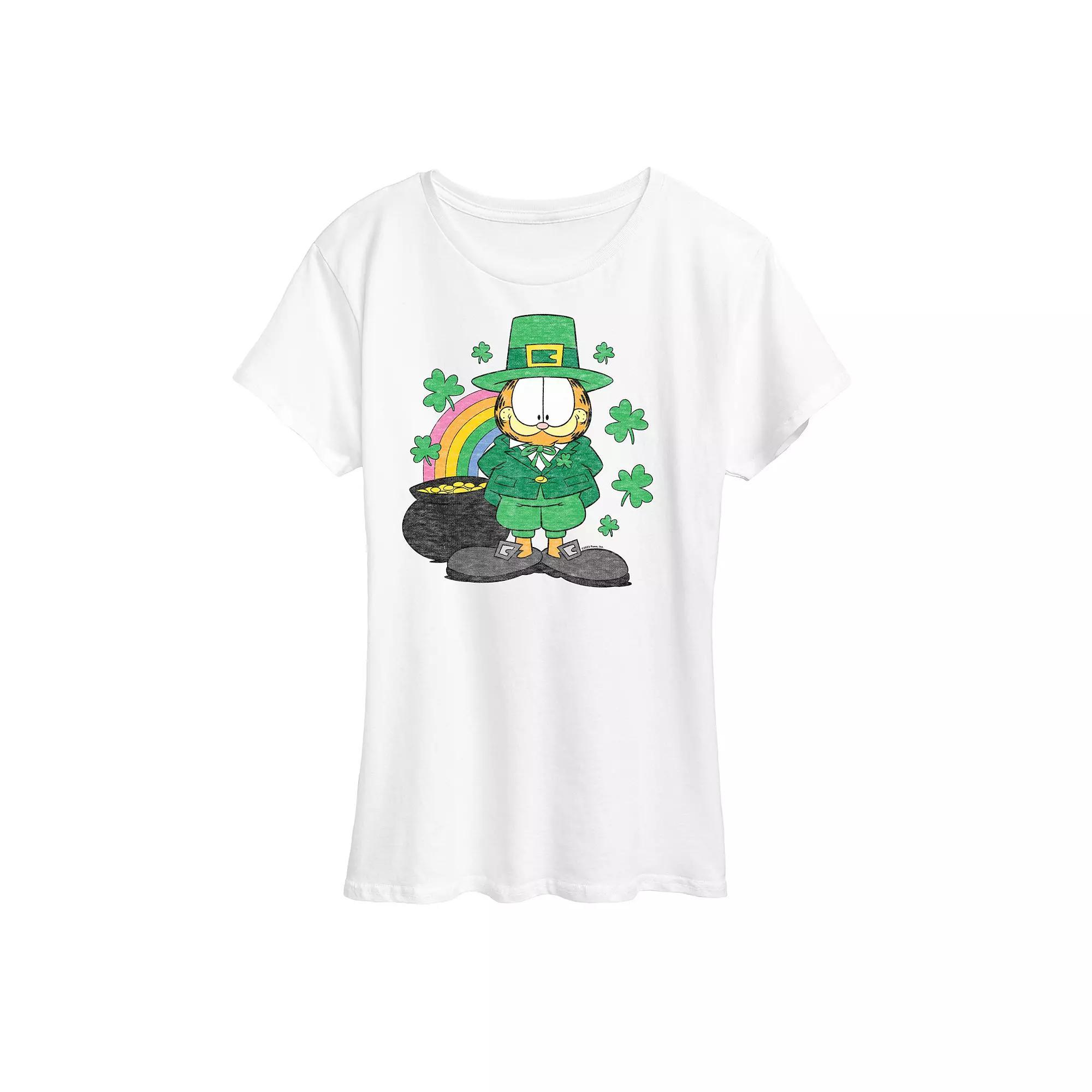 Women's Garfield Rainbow Shamrocks Graphic Tee,  Product Image
