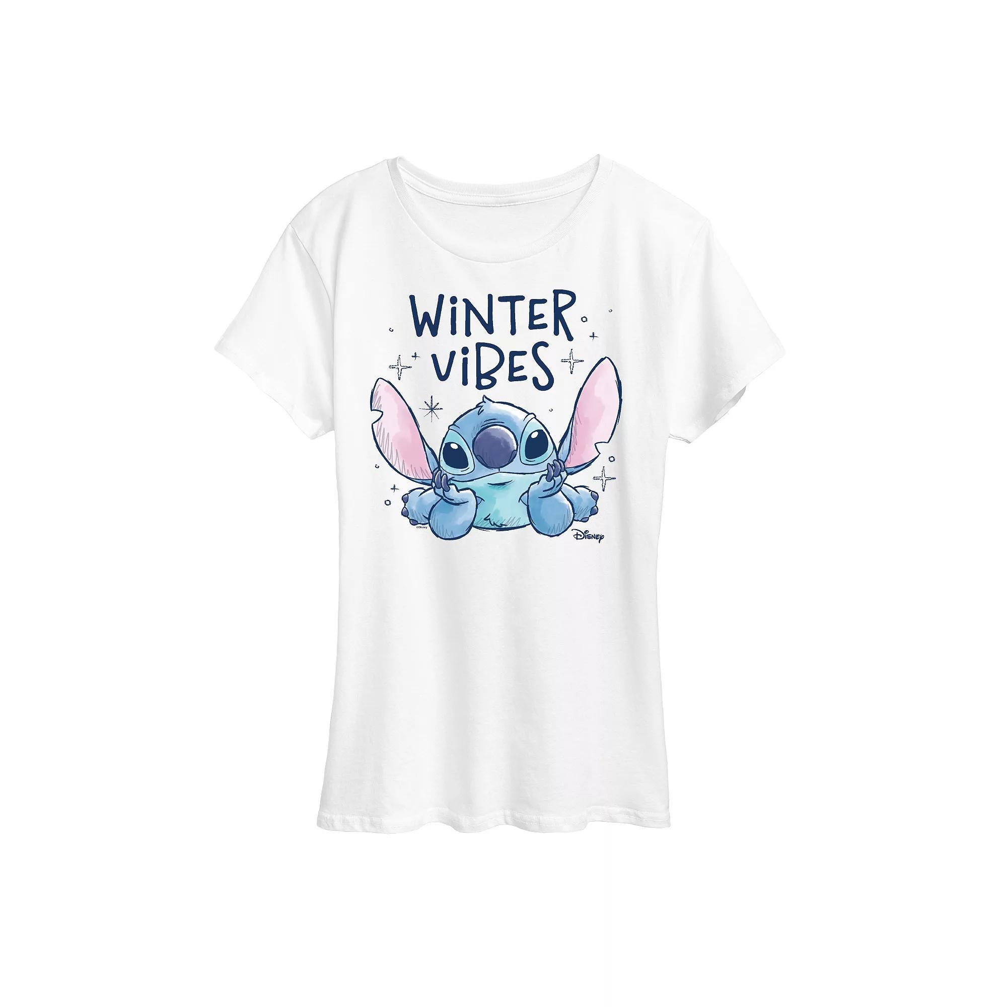 Disney's Lilo and Stitch Women's Winter Vibes Graphic Tee,  Product Image