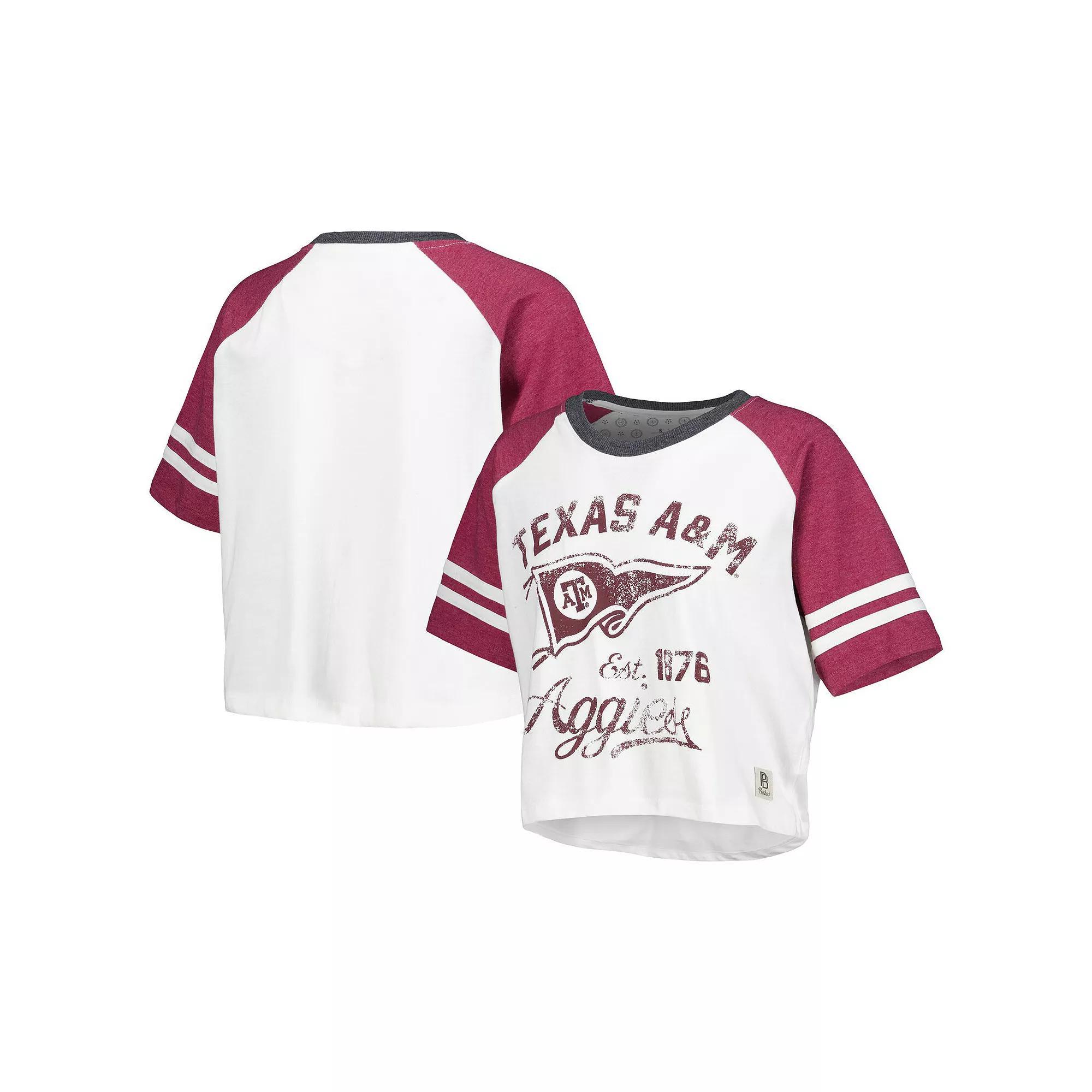 Women's Pressbox White Texas A&M Aggies Melange Beaumont Cropped Raglan T-Shirt, Size: XL Product Image