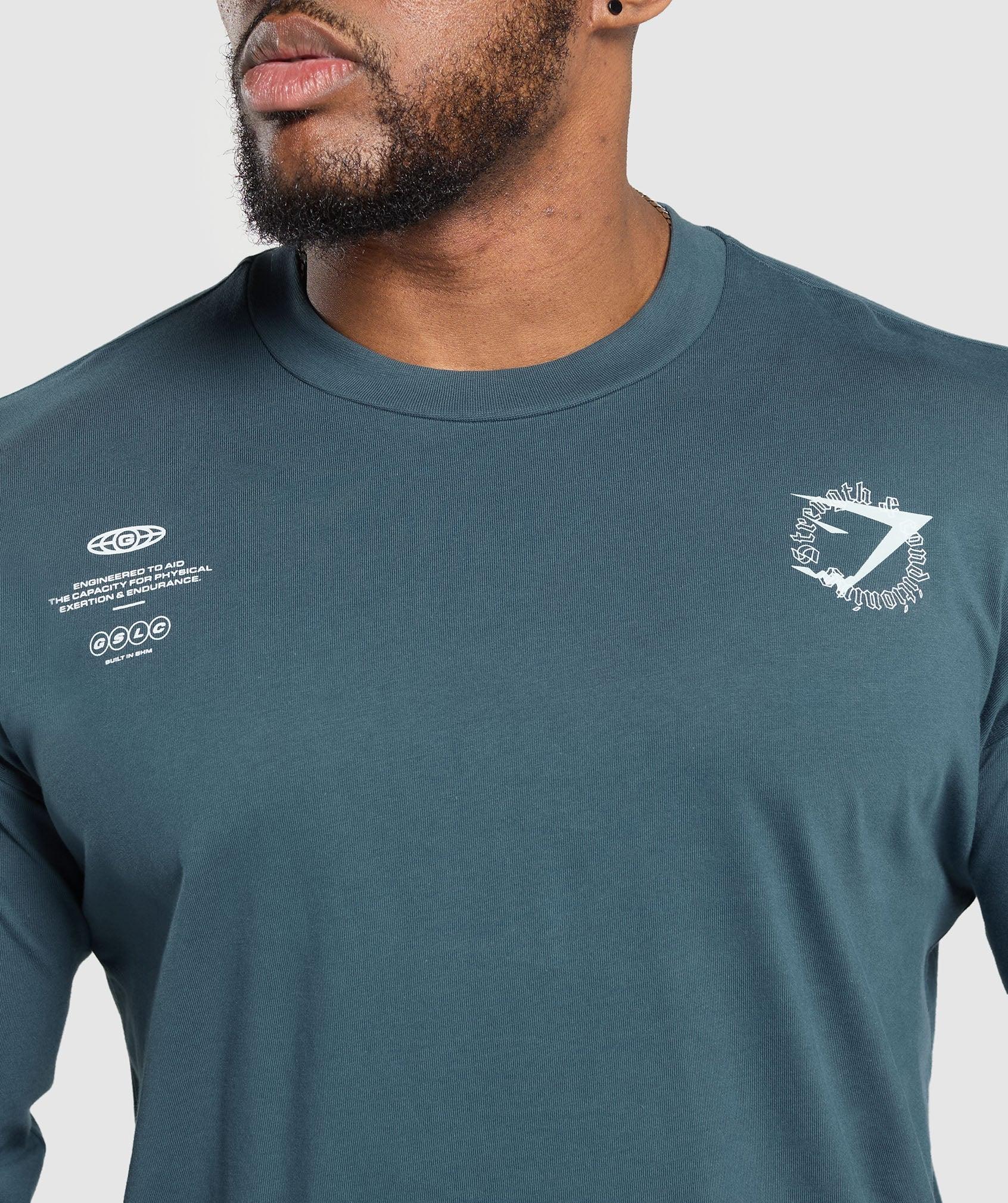 Gymshark Strength and Conditioning Long Sleeve T-Shirt - Cargo Blue Male Product Image