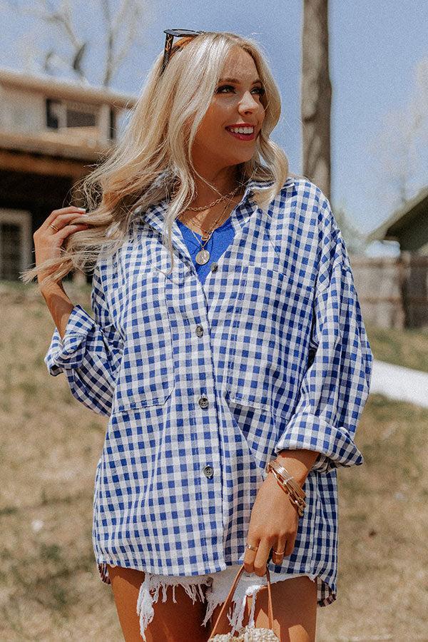 Blue Jean Dream Gingham Button Up Product Image