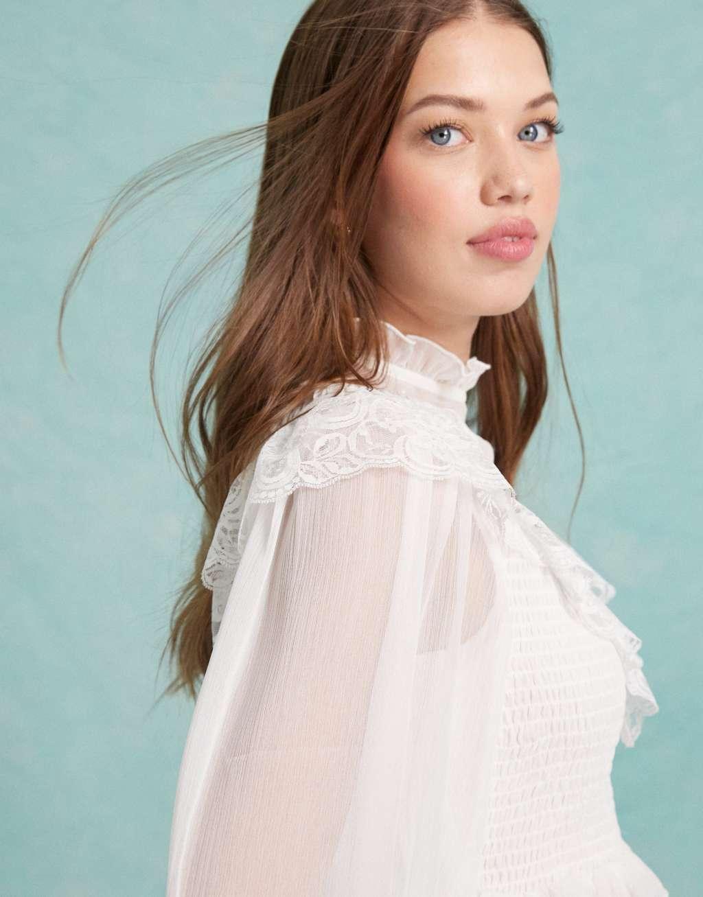 Miss Selfridge victoriana blouse in white Product Image