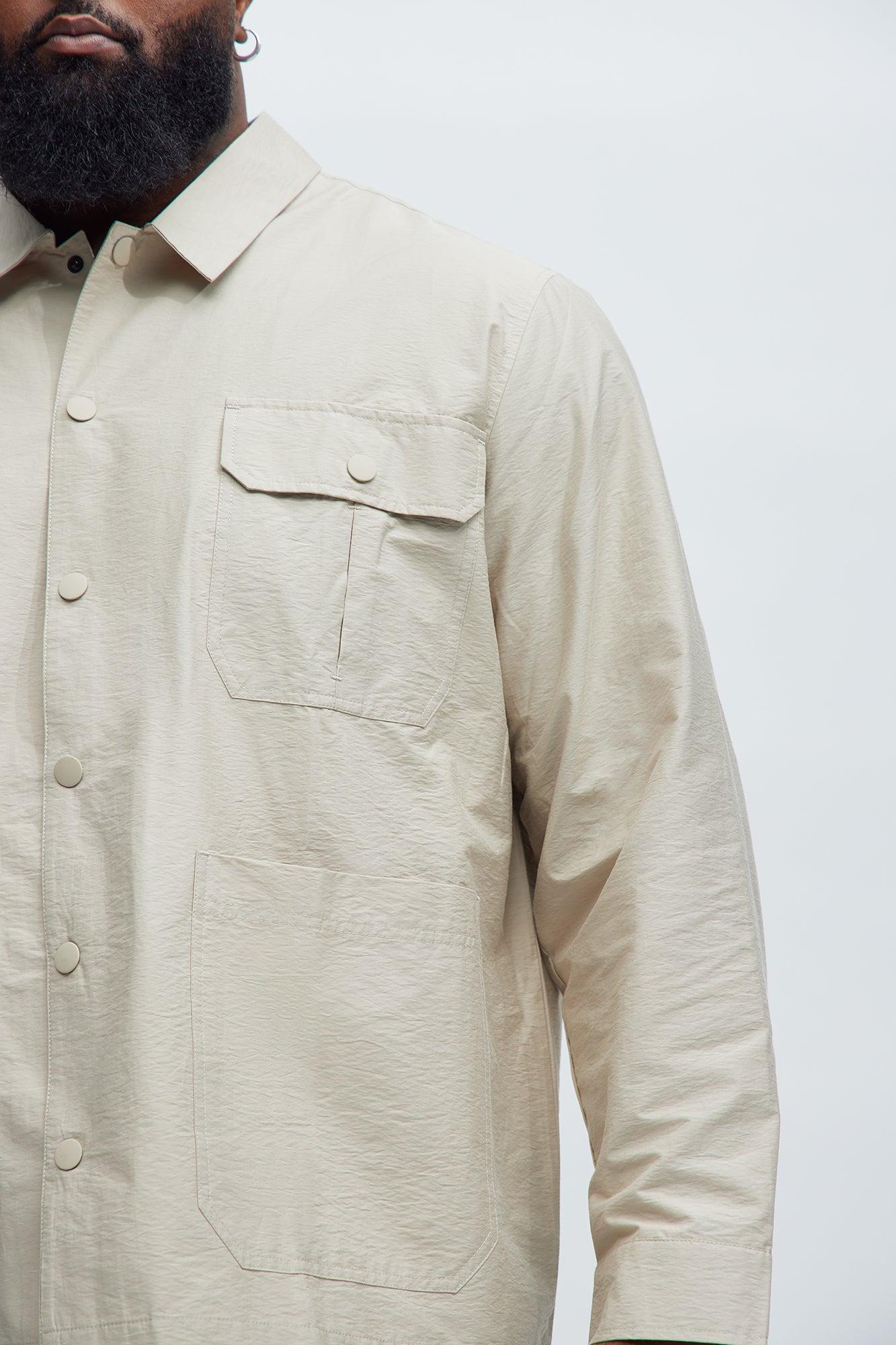 Top Tech Button Up Shirt - Tan Product Image