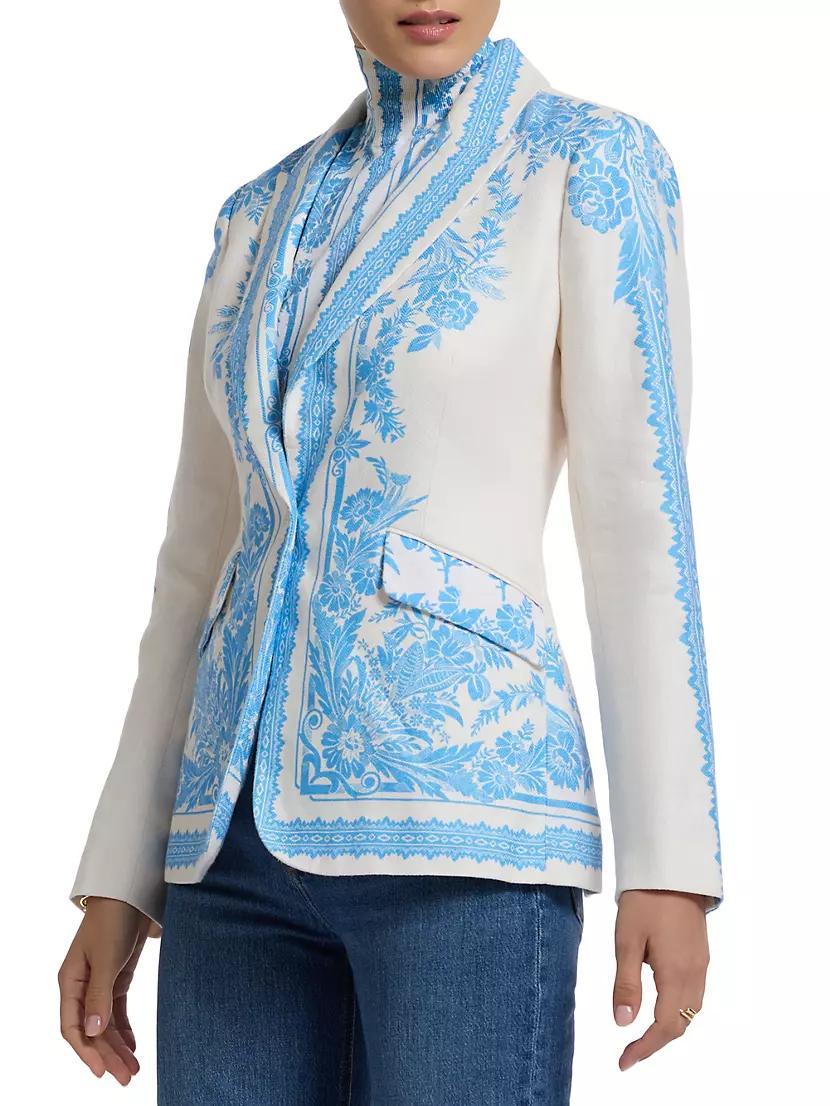 Penelope Floral Linen One-Button Jacket Product Image