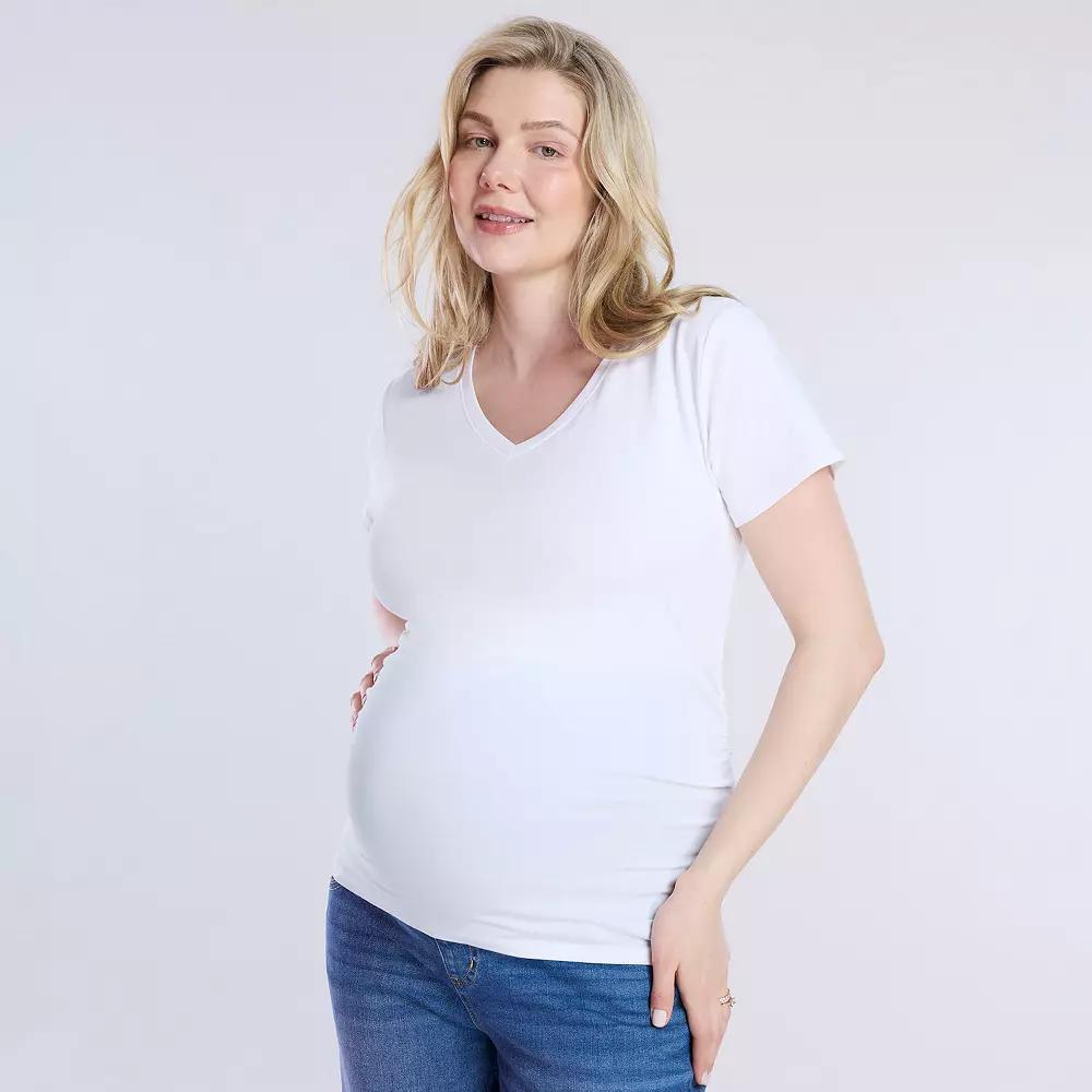 Maternity Motherhood® Side Ruched V-Neck Tee, Women's,  Product Image