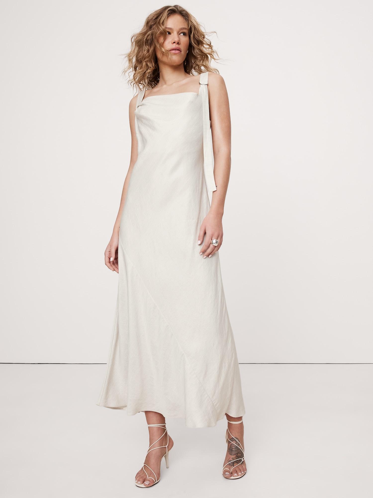 Draped Viscose-Linen Maxi Dress Product Image