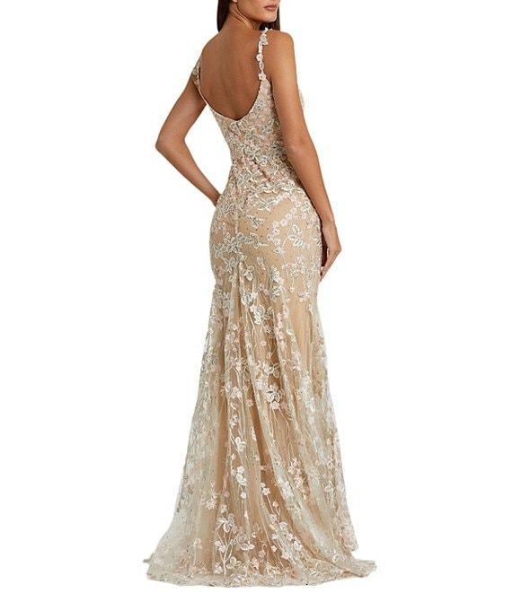 Mac Duggal Sweetheart Neck Corset Bodice Floral Embroidered Sheath Gown Product Image