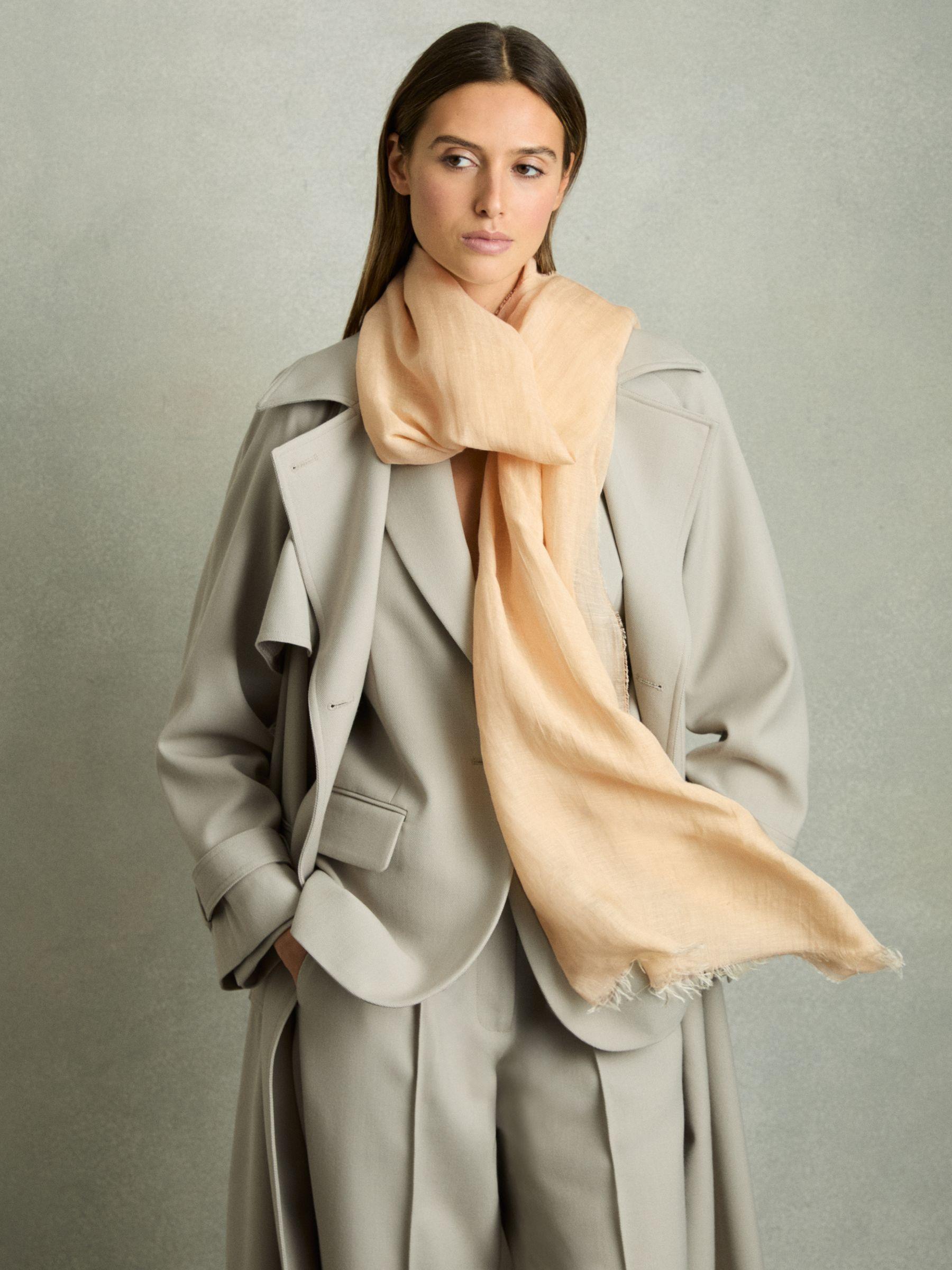 Modal-Linen Scarf With Silk in Neutral Product Image