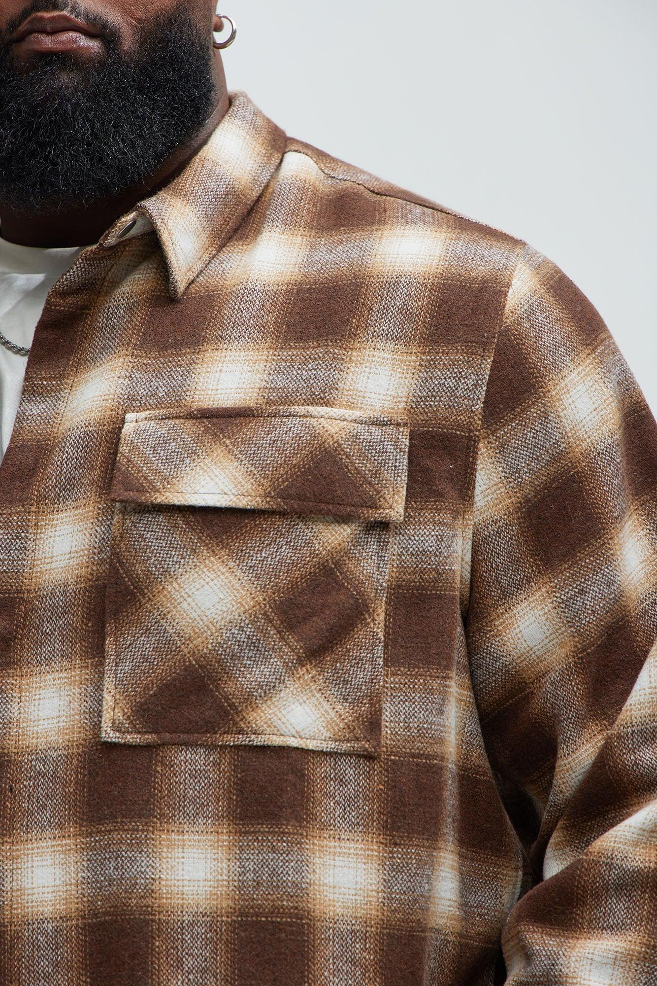 Cassnet Plaid Button Up Shirt - Brown Combo Product Image