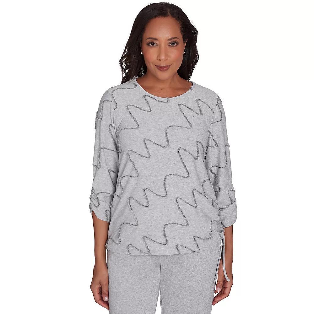 Women's Alfred Dunner Diagonal Textured Top, Size: Large, Gray Product Image