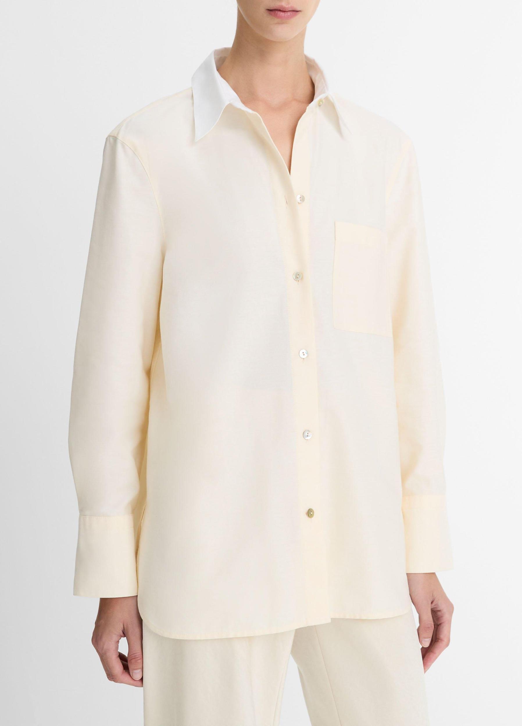 Wool & Cashmere-Blend Contrast-Collar Polo Sweater Product Image