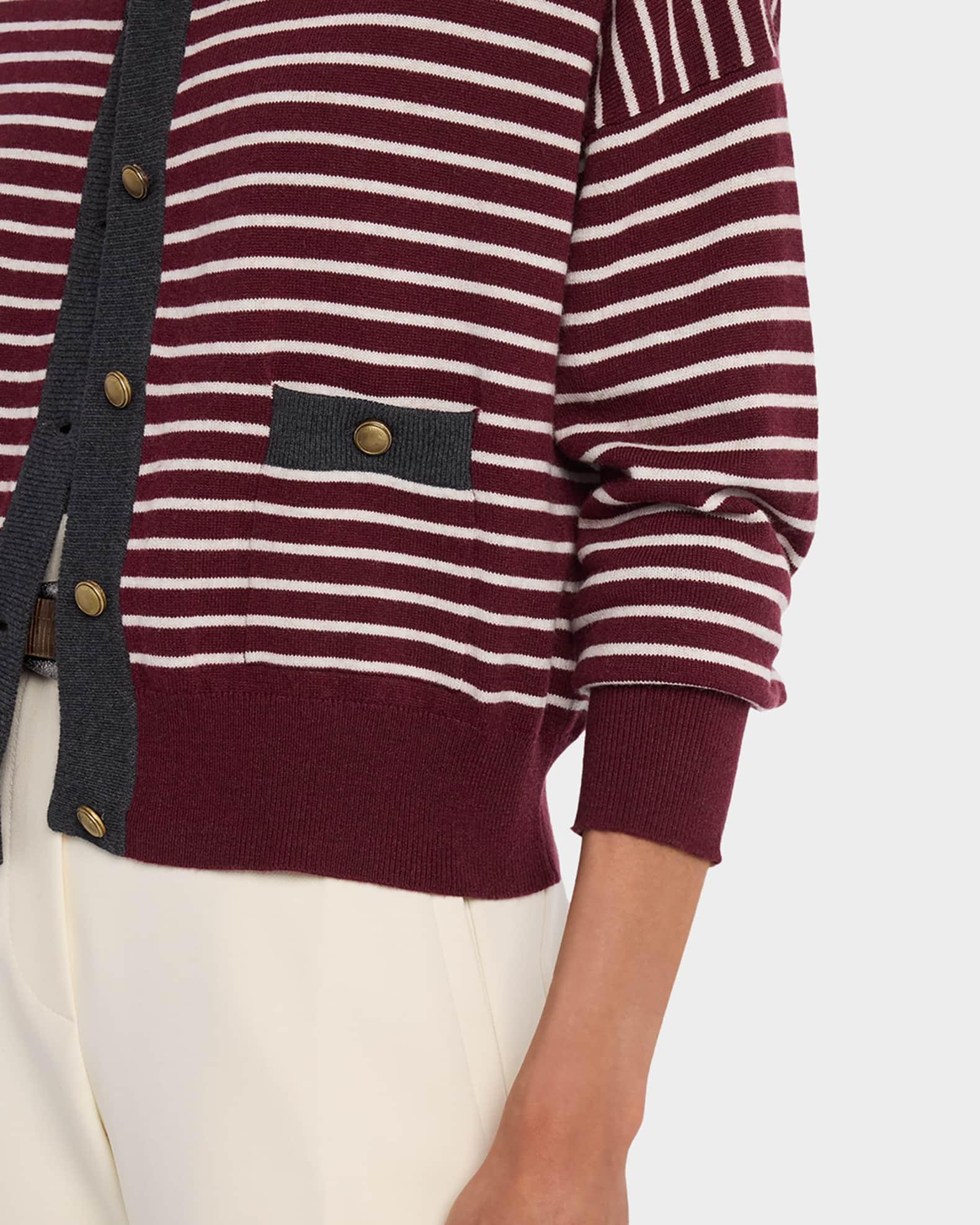 Striped Wool-Cashmere Crewneck Cardigan Product Image