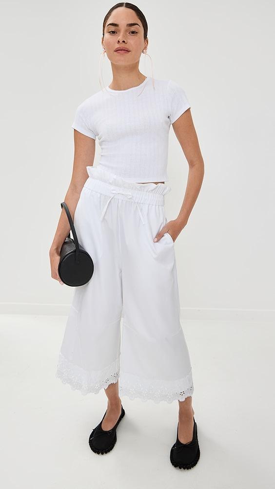 Simone Rocha Elasticated Ruffle Waist Cropped Trousers with Trim | Shopbop Product Image