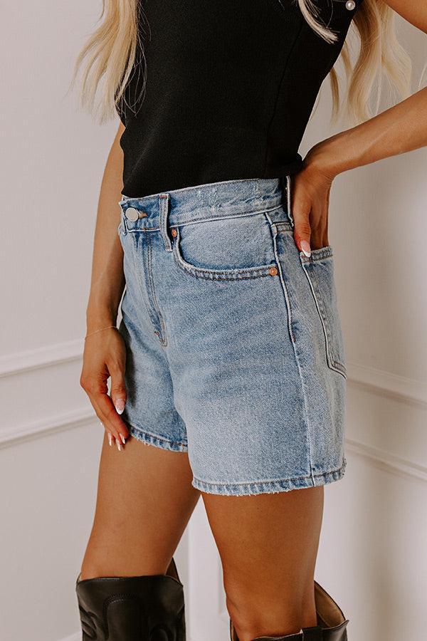 JUST USA Joy High Waist Shorts in Medium Wash Product Image