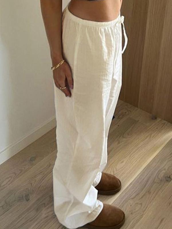 Solid Colour Wide Leg Pants Product Image