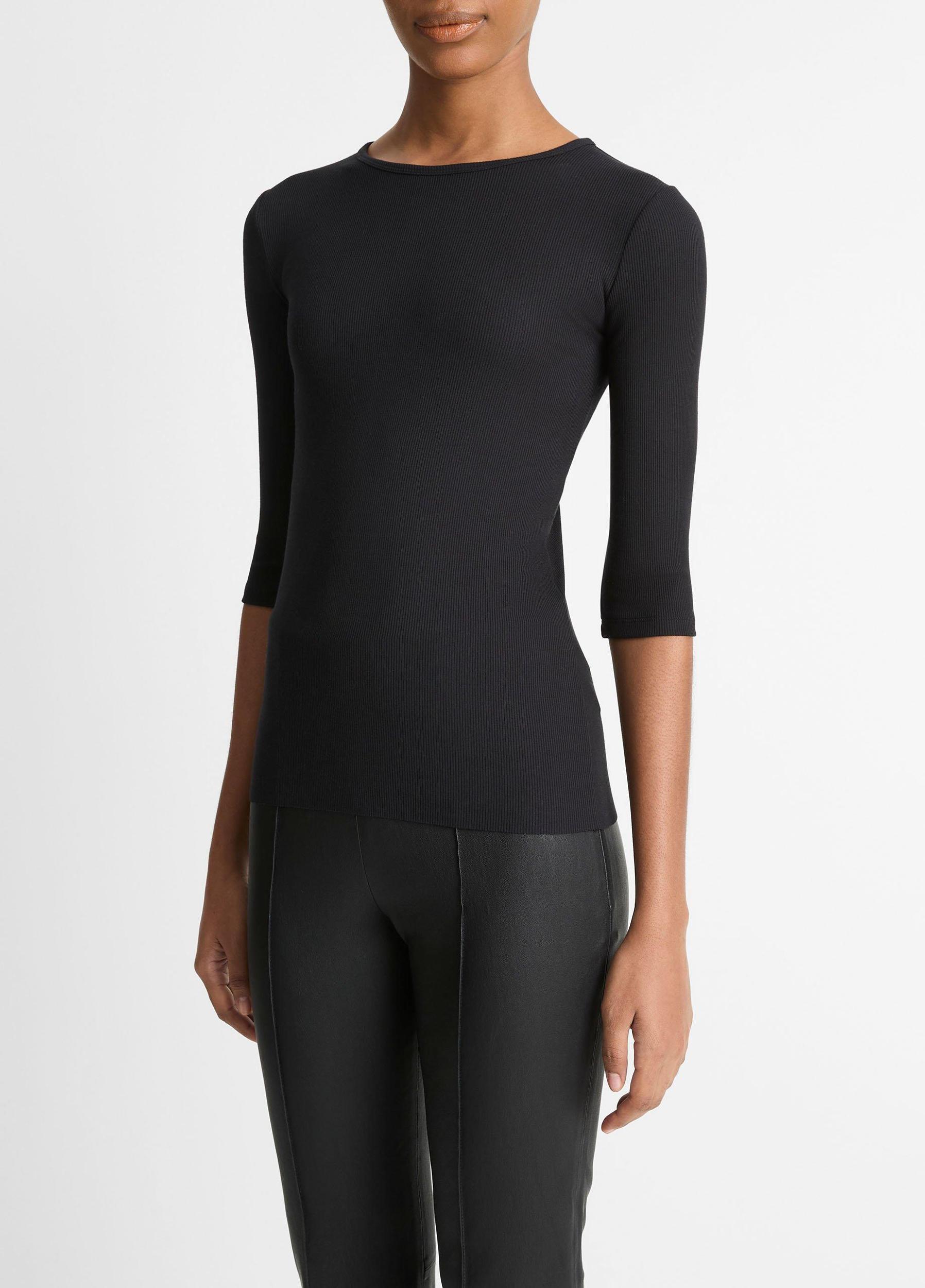 Elbow-Sleeve Crew Neck T-Shirt Product Image