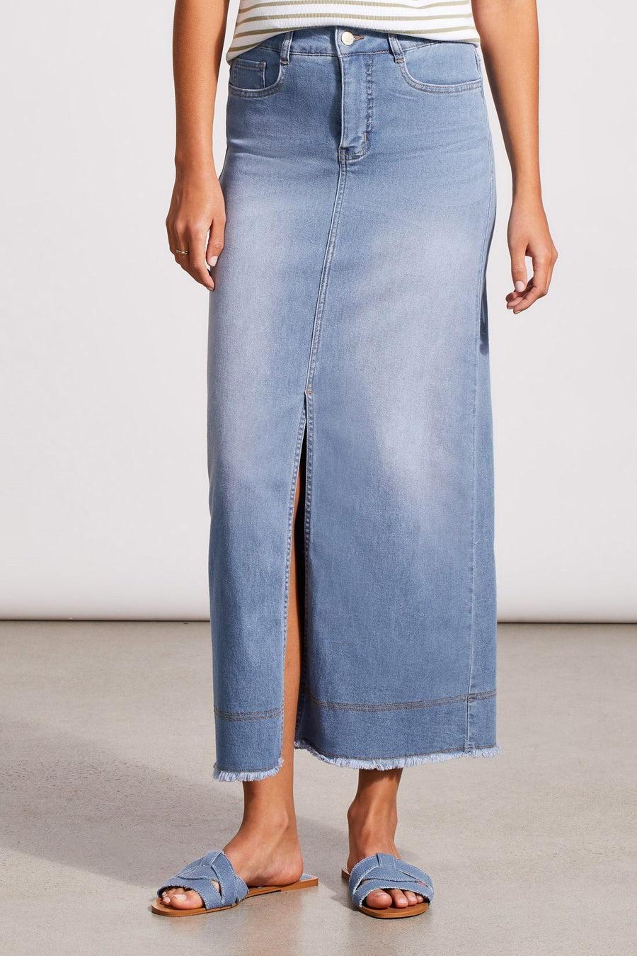 FULL-LENGTH DENIM SKIRT WITH FRONT SLIT Product Image