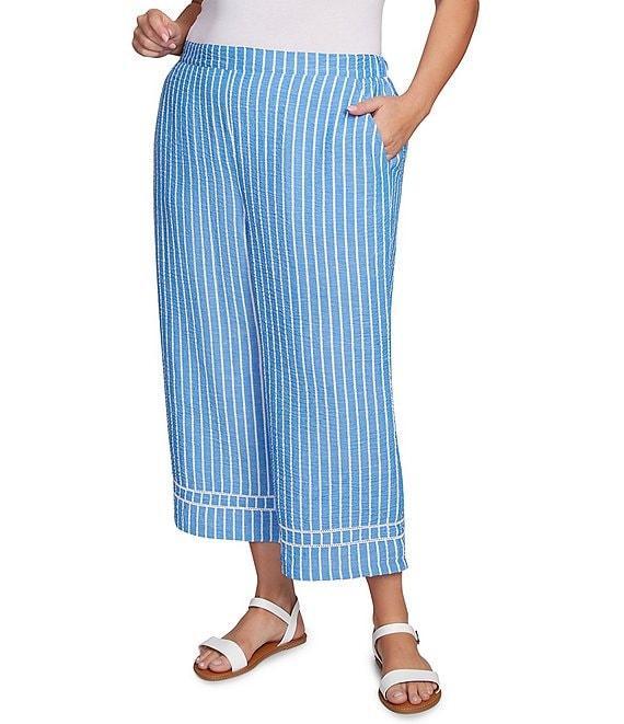 Ruby Rd. Plus Size Stripe Wide Leg Pull-On Pants Product Image