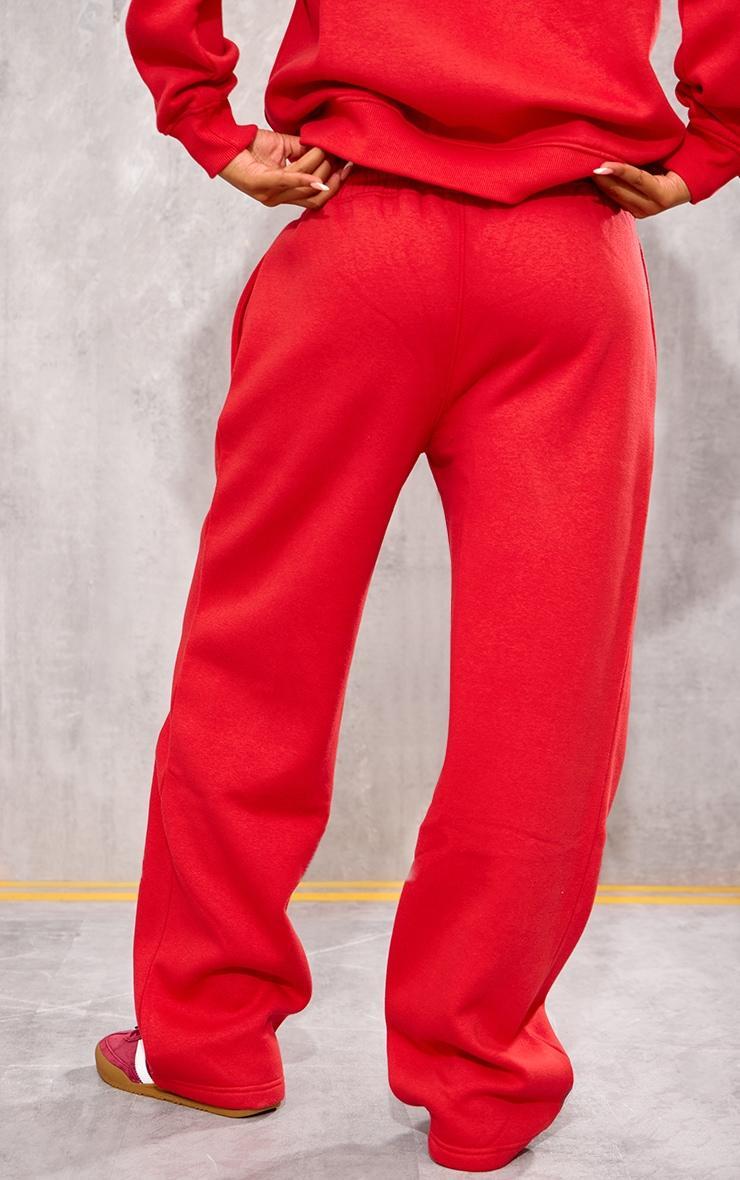 PRETTYLITTLETHING Red Embossed Graphic Straight Leg Sweatpants Product Image