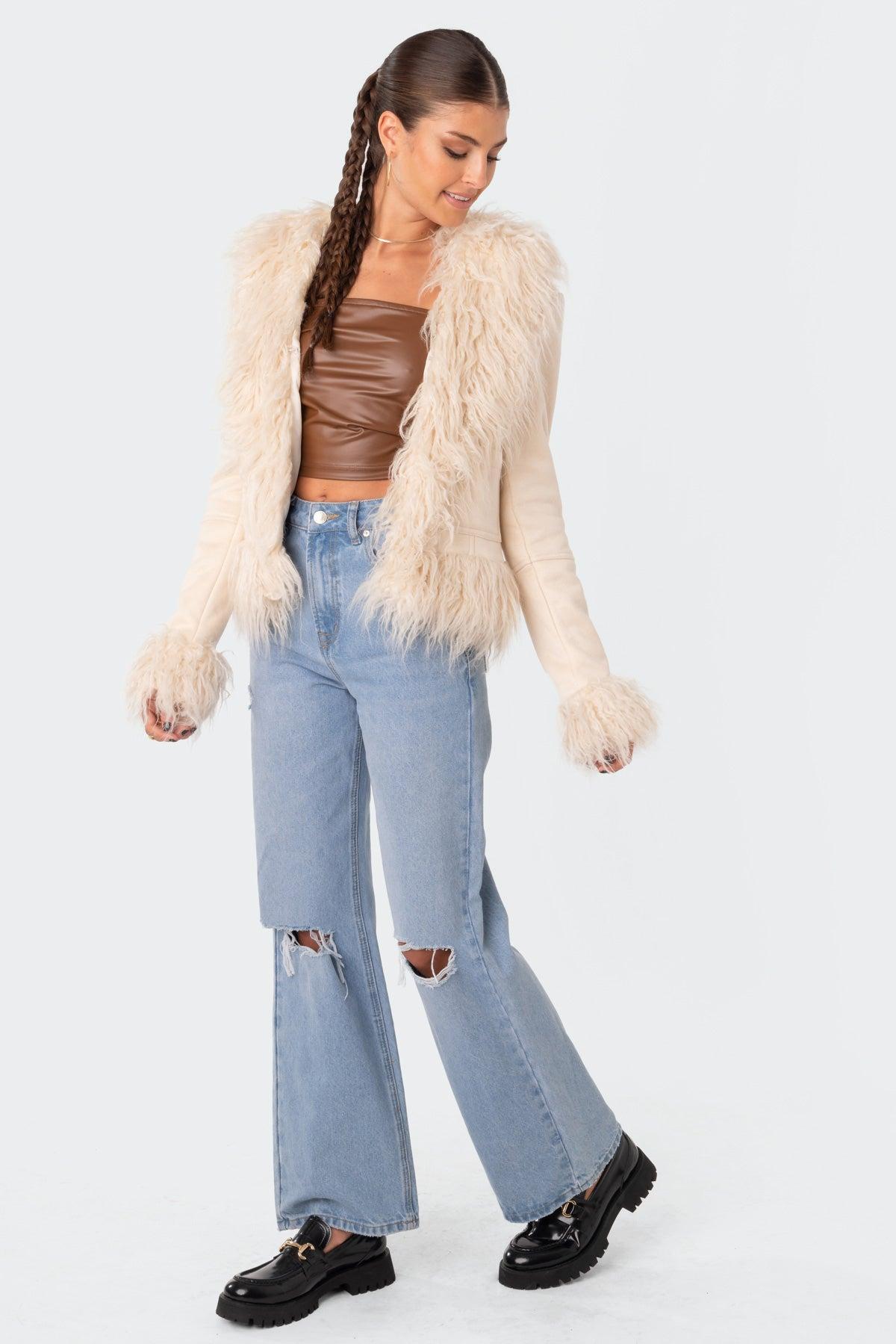 Faux Fur Trim Coat Product Image