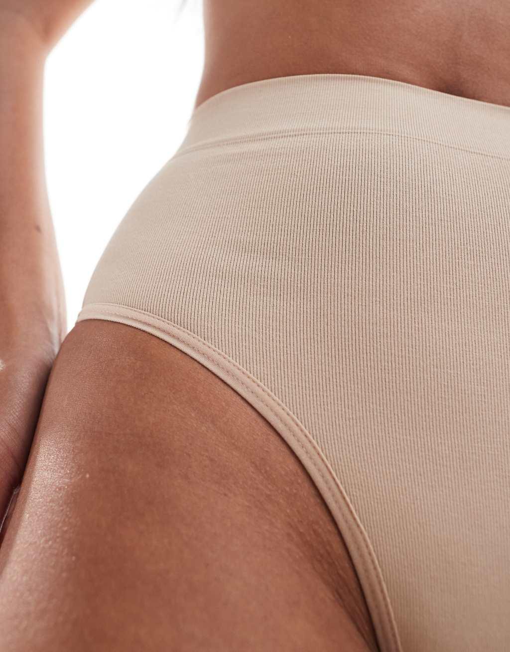 ASOS DESIGN everyday seamless smoothing thong in beige Product Image