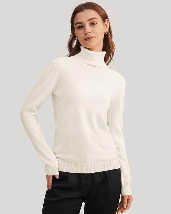 LILYSILK 100% Cashmere Sweater Women Turtleneck Design Wardrobe Must-have Black Product Image