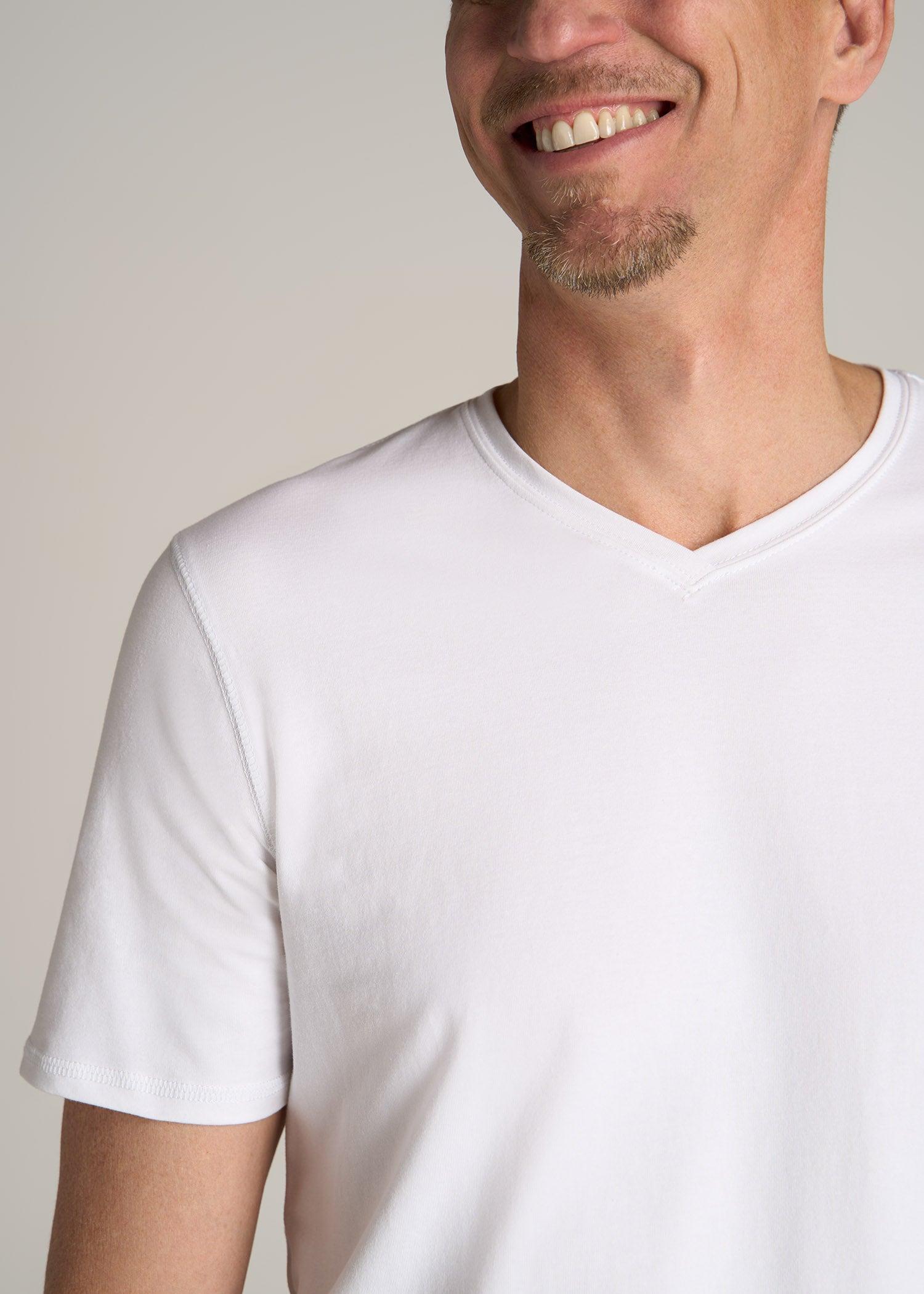 The Essential REGULAR-FIT V-Neck Men's Tall Tees in White Male Product Image