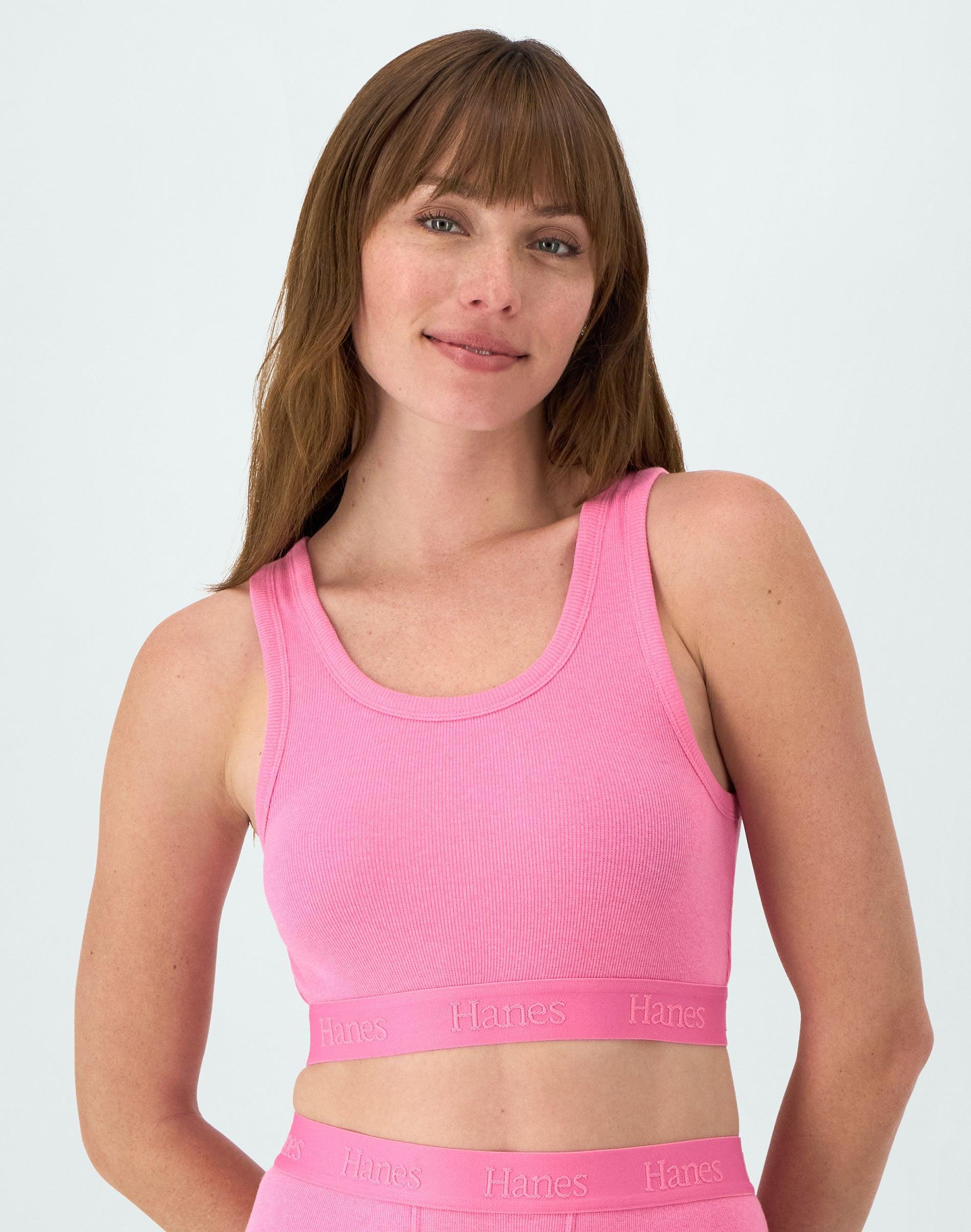 Hanes Originals Womens SuperSoft Comfywear Rib Banded Crop Top Pearl XL Product Image