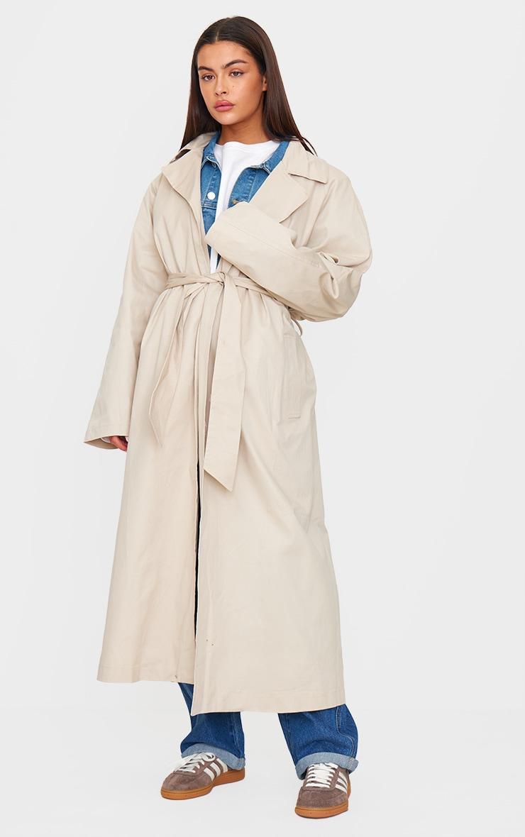 Stone Structured Oversized Trench Coat Product Image