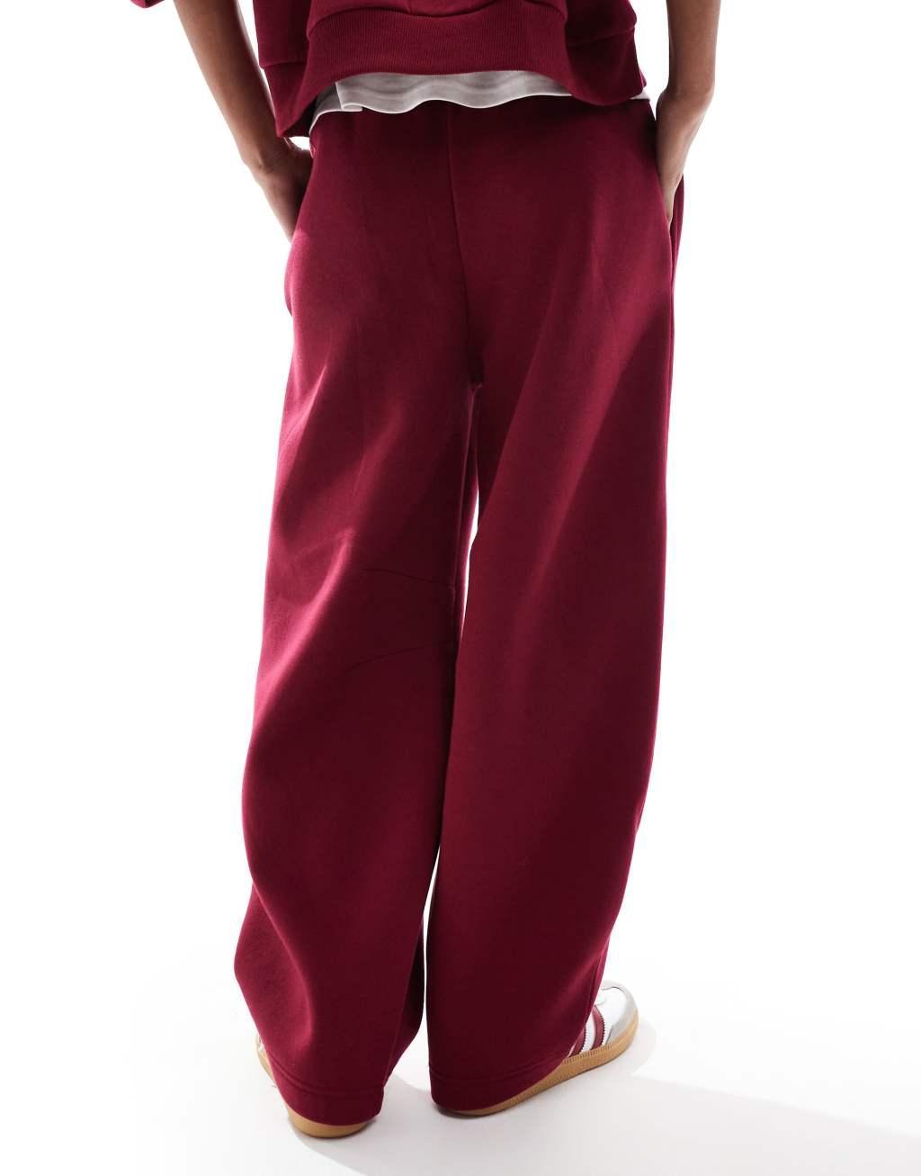 ASOS DESIGN barrel leg sweatpants in burgundy Product Image