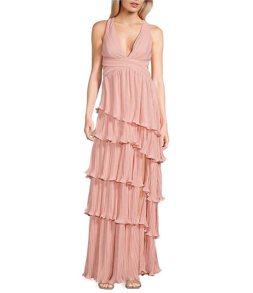 Lulus Mulholland Cutout Plisse Maxi Dress Product Image